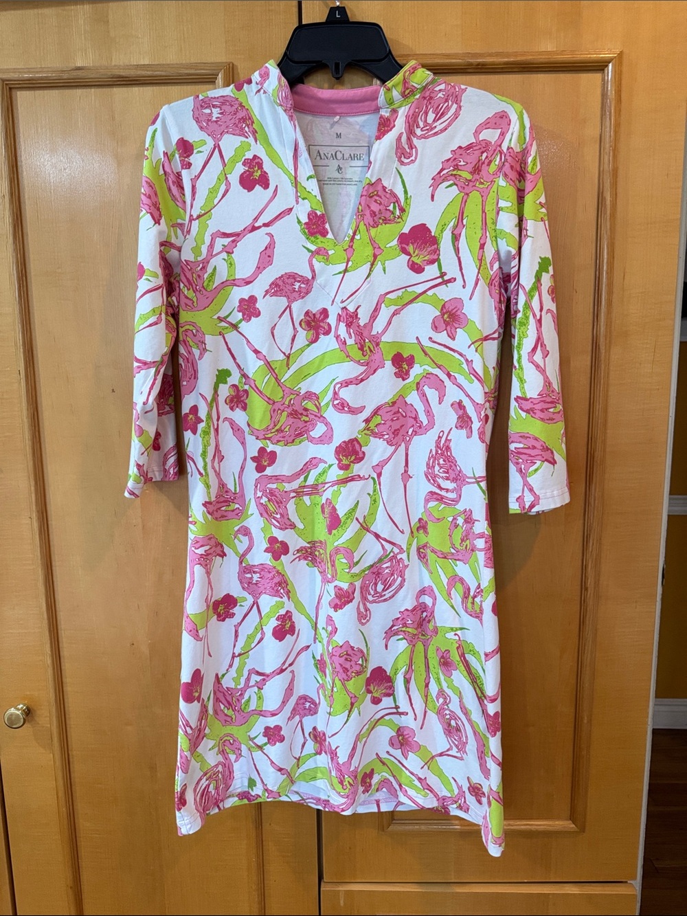 White Floral-Print Tunic Dress in Pink & Lime Ana Clare